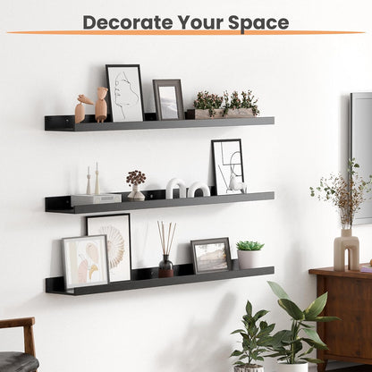 upsimples 6 Pack Wooden Floating Shelves, Wall Storage Decor Shelf for Bathroom, Bedroom, Living Room, Kitchen, Office and Laundry Room, Wall Mounted Display Hanging Shelf, Brown