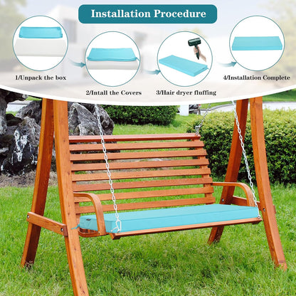 Outdoor Bench Cushions 48 x 18 Inch Thick Waterproof Porch Swing Cushions with Tie Patio Furniture Chair Cushion Bench Pad 5 Year Color Fastness Backyard Seat Pads Navy