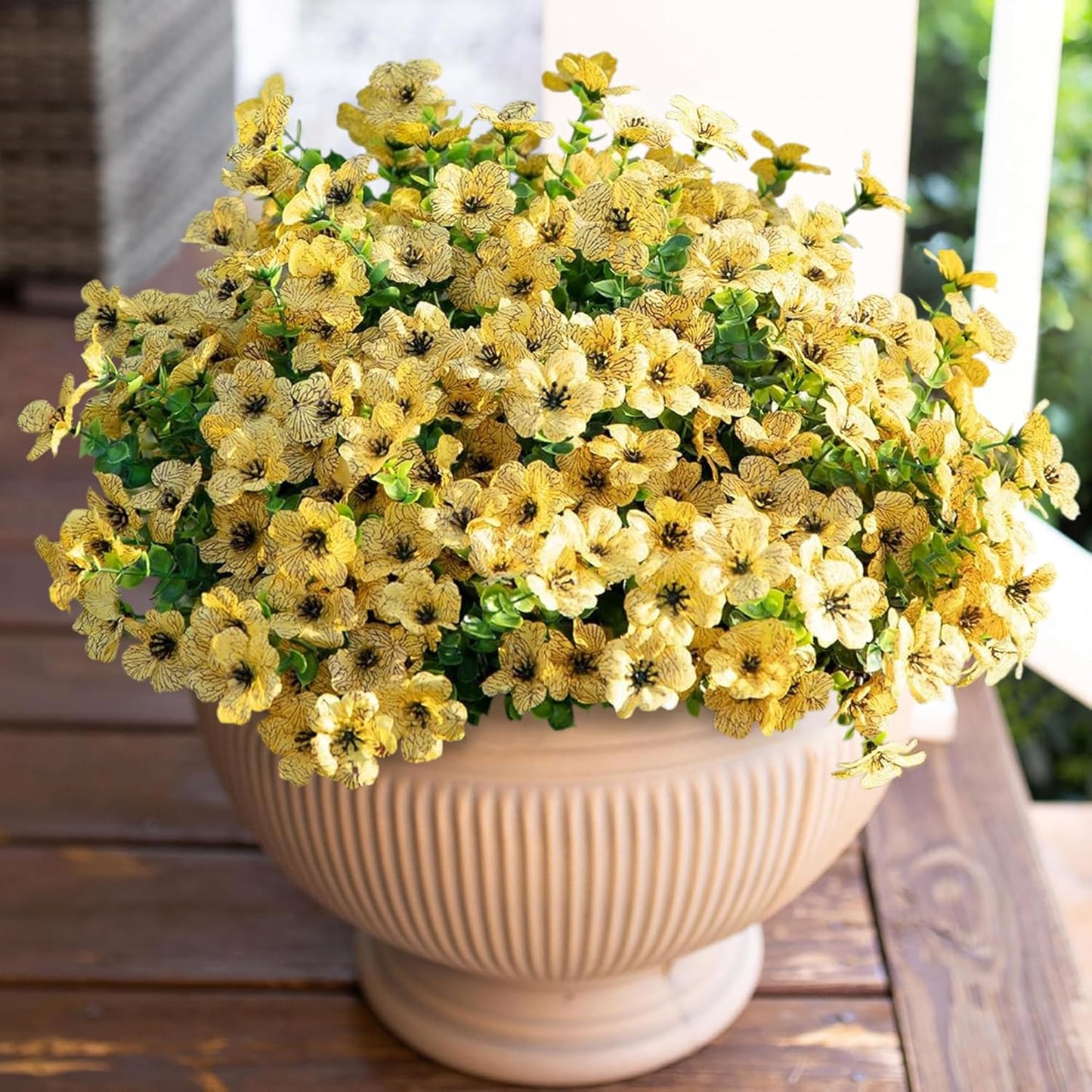 HyeFlora Artificial Flowers for Outdoor Indoor Garden Home Decoration, Faux Flower Daisy with Eucalyptus Leaves Fake Plants Greenery Boxwood Porch Patio, 12 Bundles (Mix Pink Red Purple Yellow)