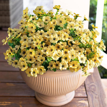 HyeFlora Artificial Flowers for Outdoor Indoor Garden Home Decoration, Faux Flower Daisy with Eucalyptus Leaves Fake Plants Greenery Boxwood Porch Patio, 12 Bundles (Mix Pink Red Purple Yellow)