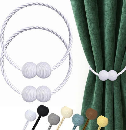 Hion Magnetic Curtain Tiebacks Black 2pcs, Curtain Tiebacks Buckles Holdbacks Holders Hooks Clip for Home Outdoor Bedroom Office Decorative Curtain