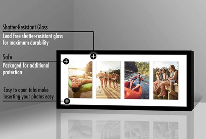 Americanflat 4x6 Collage Picture Frame with Shatter-Resistant Glass - Fits Five 4x6 Photos or Use as One 11x14 Picture Frame - Signature Collection - Collage Frames for Wall Display - Black