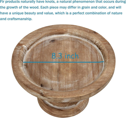 Rustic White Wood Pedestal Tray Stand for Table Decoration,Round Distressed Finished Cake Stand Dessert Table Display,Farmhouse Cake Stand Candle Holder Perfect for Weddings,Birthdays