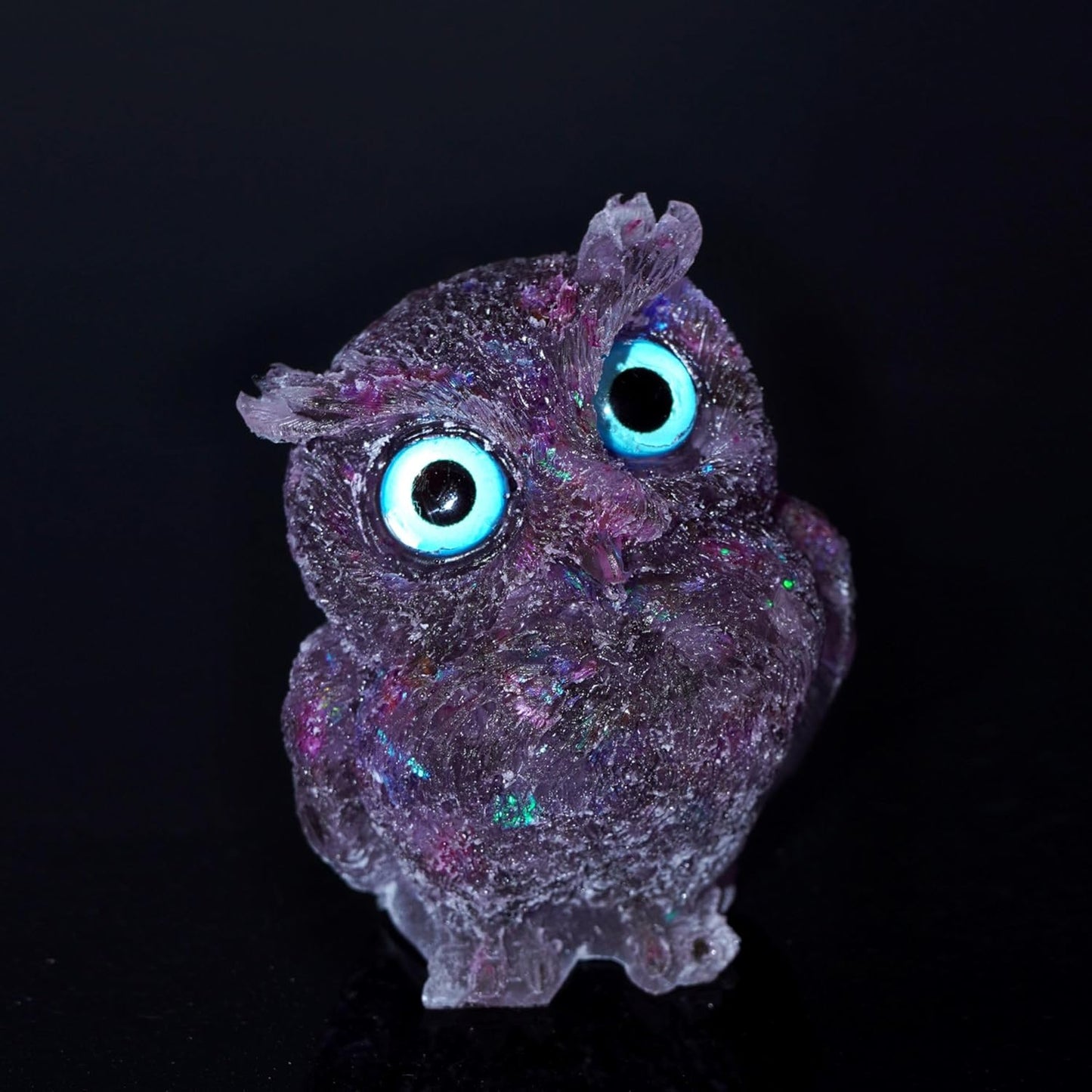 OwMell Owl Statue Tumbled Stone Gemstone Owl Figurine Home Decor Shelf Decor 2.5" - Turquoise