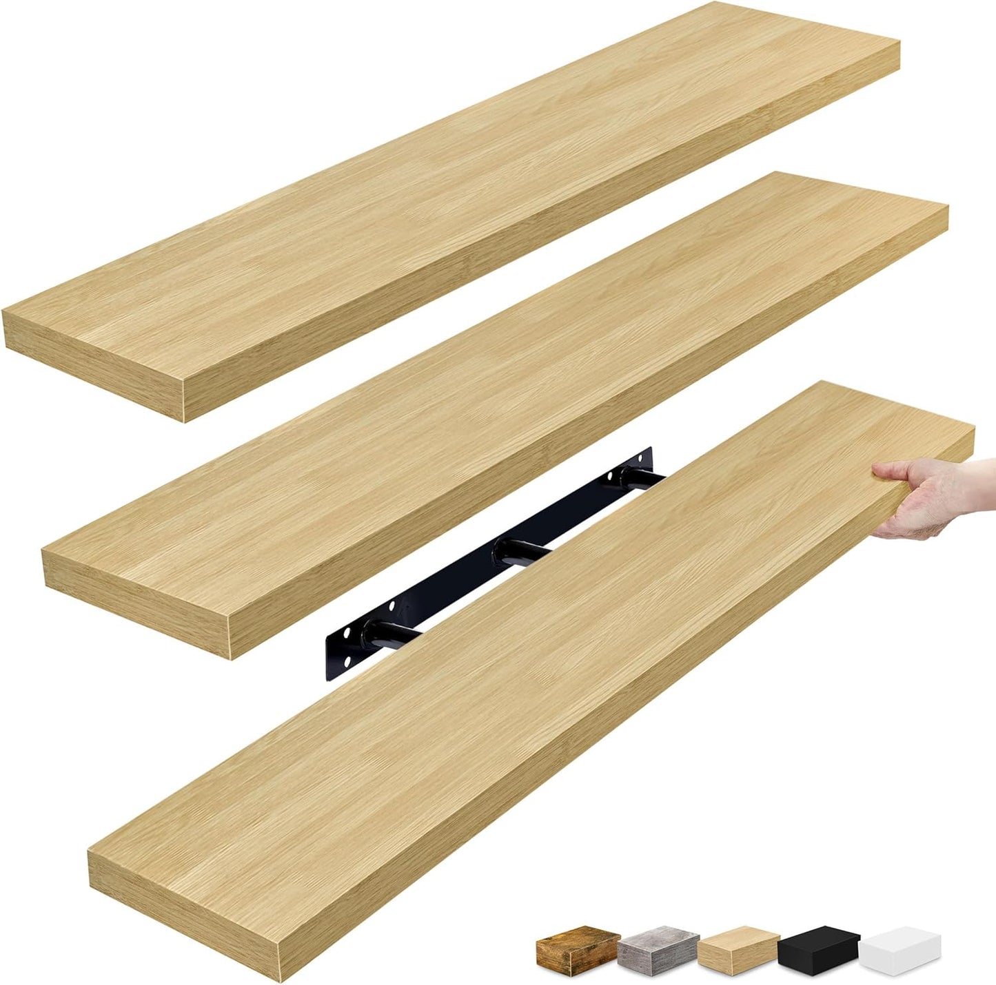 Sorbus Floating Shelves for Wall - 48 Inch Long Bathroom Shelves, Wall Decor for Bedroom, Kitchen, Living Room & Book Storage - Mounted Floating Shelf with Invisible Brackets (Maple Wood, 2 Pack)
