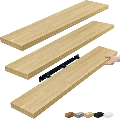 Sorbus Floating Shelves for Wall - 48 Inch Long Bathroom Shelves, Wall Decor for Bedroom, Kitchen, Living Room & Book Storage - Mounted Floating Shelf with Invisible Brackets (Maple Wood, 2 Pack)