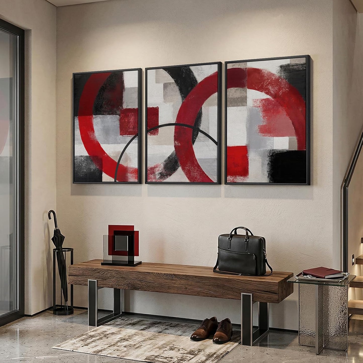Large Framed Black and White Abstract Wall Art for Living Room, 3 Piece Big Modern Canvas Prints Paintings Artwork for Walls, Minimalist Abstract Art Pictures for Hallway, Office Wall Decor 24x36 In
