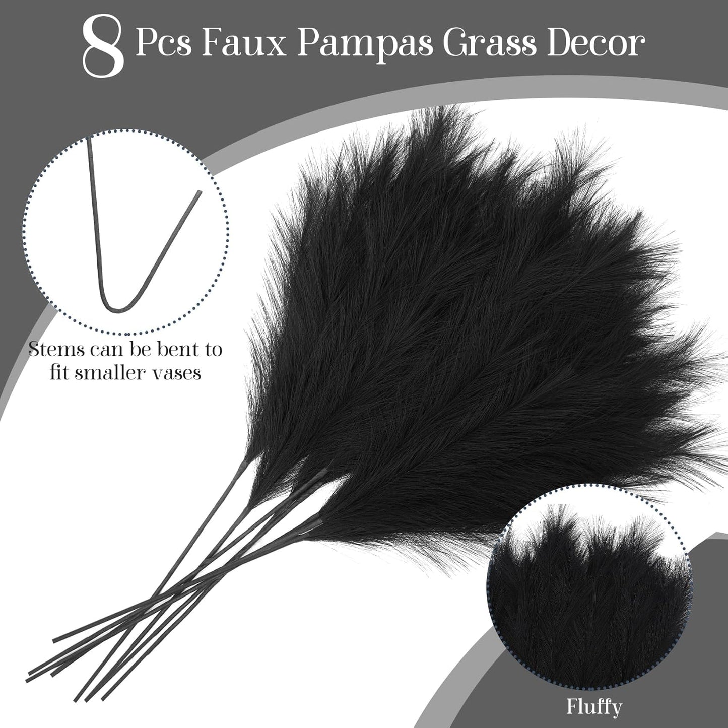 Ouddy Decor 8 Pcs Faux Pampas Grass Decor 38''/97cm Tall Artificial Large Pompous Pompas Floral Fluffy Fake Plants Floor Vase Filler for Wedding Kitchen Home Boho Decorations, Mixed Beige
