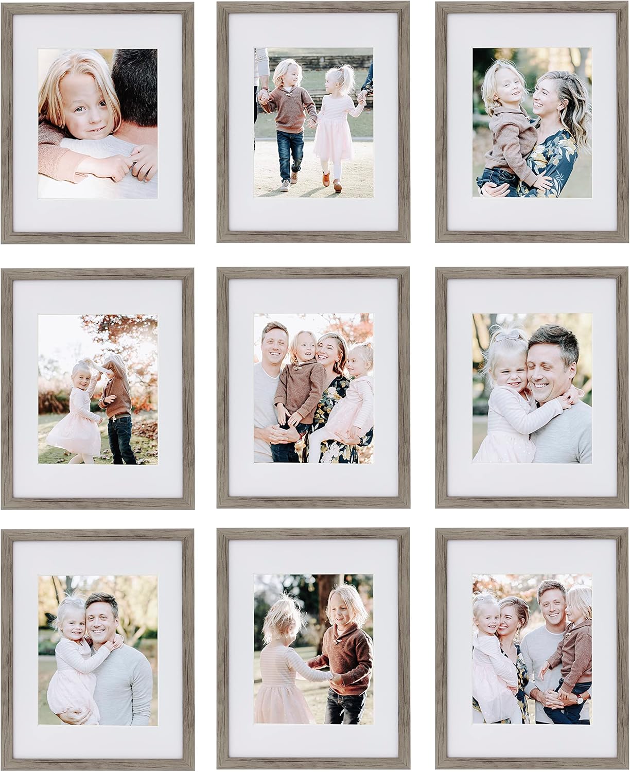 Sheffield Home 9 Piece Gallery Wall Frame Set, 11x14 in. matted to 8x10 in. (Matte Black)