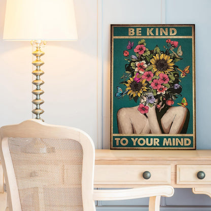 DIHSIEG 12x16 Canvas Wall Art funny bathroom wall art Print Poster Vintage Poster Frameless Floral Can be hung on the Wall Heal Your Heart poster Wall Art Canvas