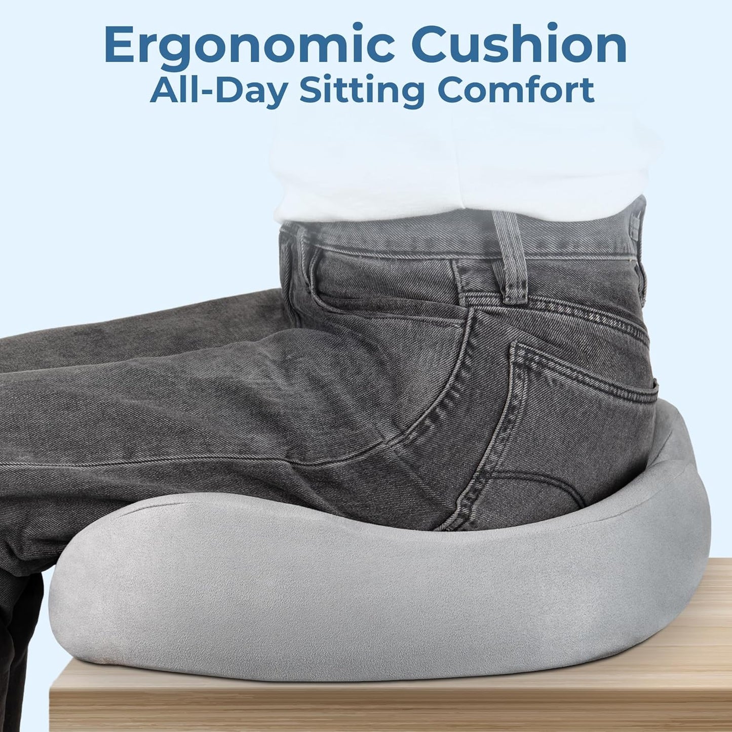 5 STARS UNITED Seat Cushion - Memory Foam Chair Cushion for Tailbone Pain Relief - Ergonomic Support for Coccyx, Sciatica & Butt - Office, Desk & Gaming Chair, Car Seat, Wheelchair, Airplane, Black