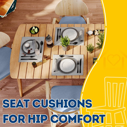 AAAAAcessories D-Shaped Chair Cushions, 2" Thick Dining Chair Pads with Ties and Removable, Machine-Washable Cover, 17" x 16", Set of 4, Oatmeal Beige - Colors A