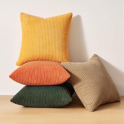 Topfinel Decorative Throw Pillow Covers Cushion Cases, Set of 4 Soft Velvet Modern Double-Sided Designs, Mix and Match for Boho Farmhouse Fall Home Decor (18x18 inch, Orange/Teal)