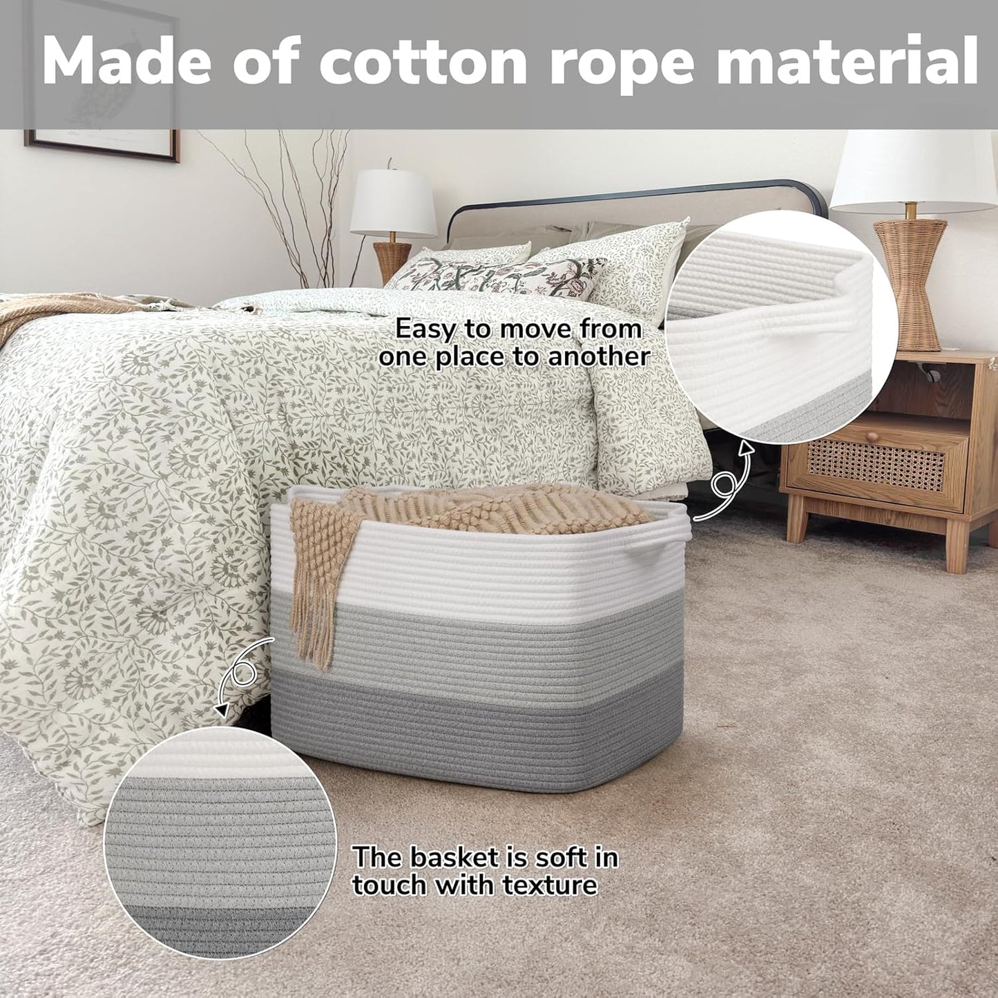 Goodpick Cube Storage Bins - Towel, Book, Cloth, Shoes, Closet Shelf Woven Baskets for Office, Baby Laundry, Toys, 13''x10''x9''