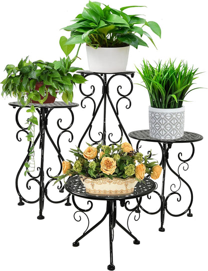 NAKUPE Plant Stand Indoor & Outdoor Flower Pot Stand 17" Tall Metal Plant Table,Single Planter Holder for Patio, Porch, Corner, Garden Decor, Balcony, Black(1 Pack)