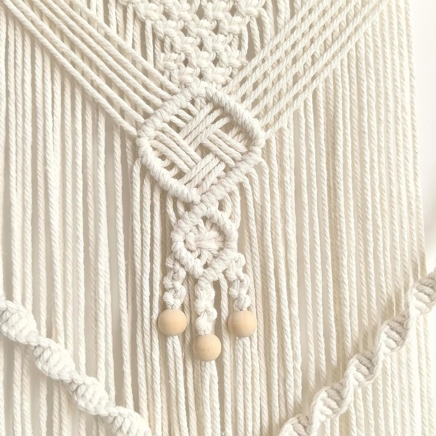 Achart Macrame Wall Hanging Large- Boho Wall Decor- large wall art- Wall Decor Living Room- Macrame Tapestry Boho Decor for Bedroom (Wooden Bead)