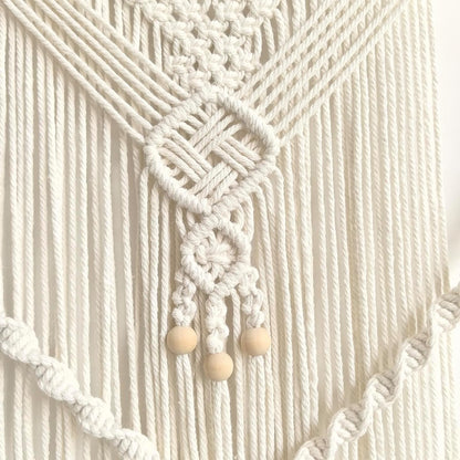 Achart Macrame Wall Hanging Large- Boho Wall Decor- large wall art- Wall Decor Living Room- Macrame Tapestry Boho Decor for Bedroom (Wooden Bead)