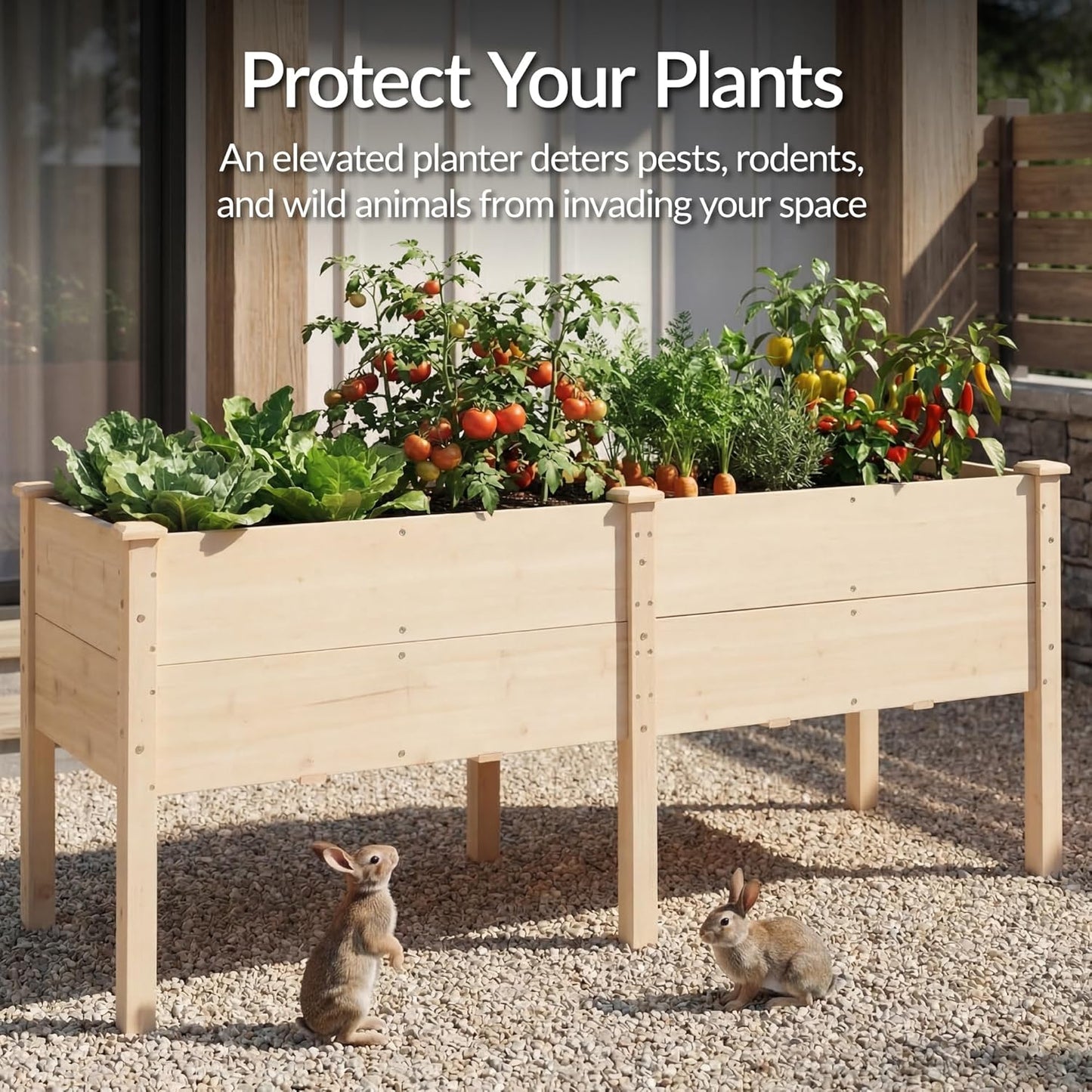 Best Choice Products 72x24x30in Raised Garden Bed, Elevated Wood Planter Box Stand for Backyard, Patio, Balcony w/Divider Panel, 6 Legs, 300lb Capacity - Natural