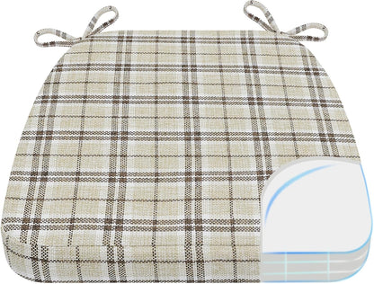 AAAAAcessories D-Shaped Chair Cushions, 2" Thick Dining Chair Pads with Ties and Removable, Machine-Washable Cover, 17" x 16", Set of 4, Oatmeal Beige - Colors A