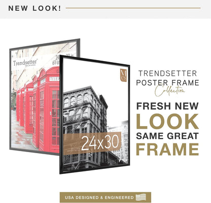 MCS Trendsetter 24x36 Poster Frame Black High-Gloss, Vertical & Horizontal Wall Hanging Large Picture Frame for Photos, Posters & Art Prints (1-Pack)