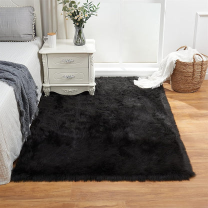 EasyJoy Ultra Soft Fluffy/Fuzzy Shaggy Area Rug Faux Fur Chair Cover Seat Pad for Bedroom Floor Sofa Living Room (2 x 6 ft Sheepskin, Beige)
