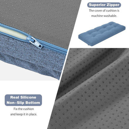 baibu 40 Inch Dual-Layer Patent Design Memory Foam Bench Cushion, Non-Slip Indoor Bench Cushion Standard Size Foam Pad with Machine Washable Cover (Dark Grey, 40x16x3in)