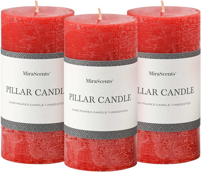 3x6 Inch Sage Green Pillar Candles Set of 3 - Unscented Spring, Long Clean Burning, Large Smokeless Dripless for Home Decor, Dinner Table, Bathroom, Rustic Decor