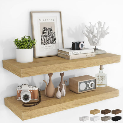 RICHFOCUS 72Inch Floating Shelves for Wall 2 Pack Shelves for Bedroom|Kitchen|Bathroom Wall Mounted Rustic Wood Floating Shelf with Invisible Brackets for Books|Storage|Decor, Rustic Brown