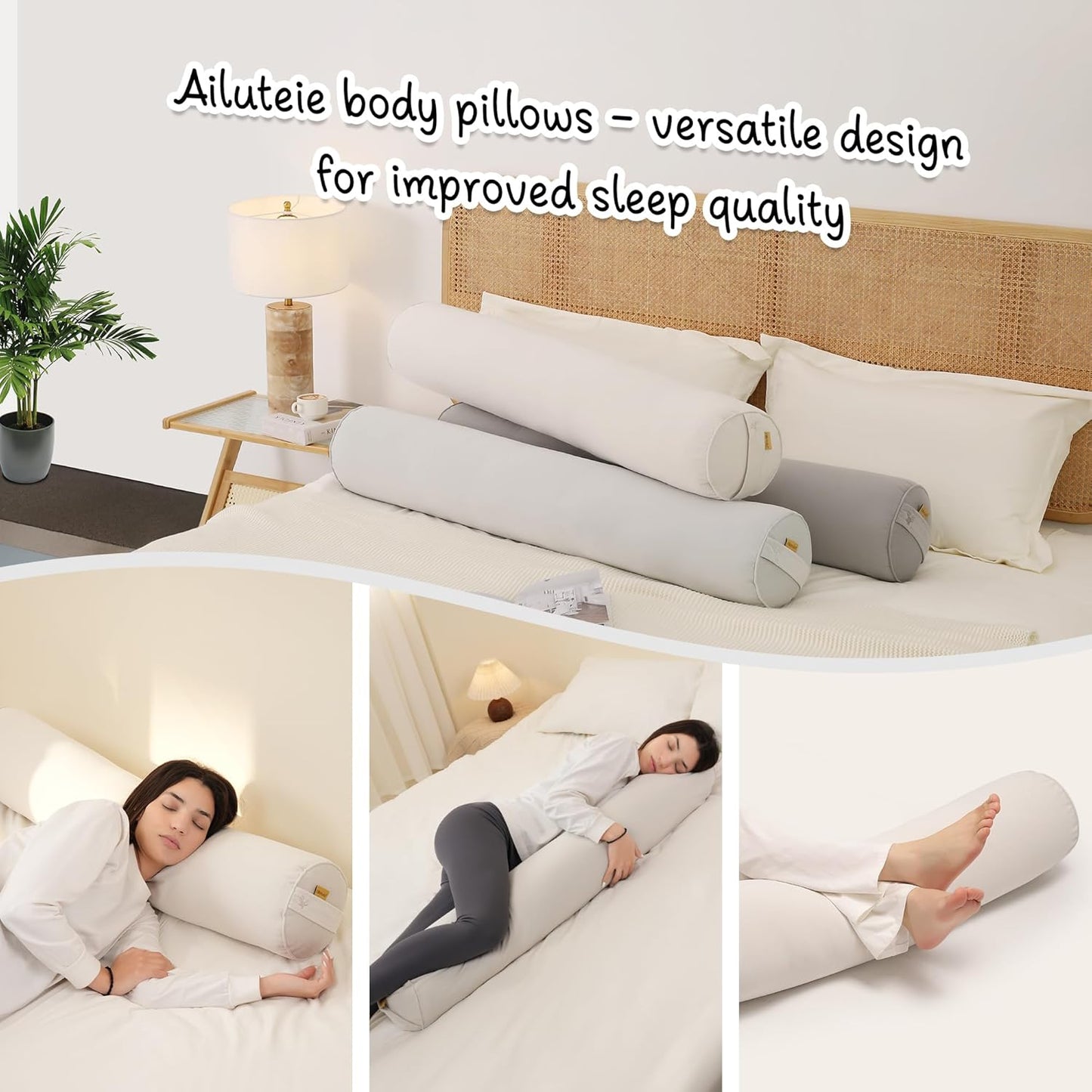 Body Pillow for Adults,Long Round Pillow,Big Cylindrical Pillow,Large Full Bolster Pillows for Side Sleepers (Steel Gray, 47.24"*7.87")