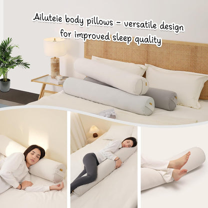 Body Pillow for Adults,Long Round Pillow,Big Cylindrical Pillow,Large Full Bolster Pillows for Side Sleepers (Steel Gray, 47.24"*7.87")