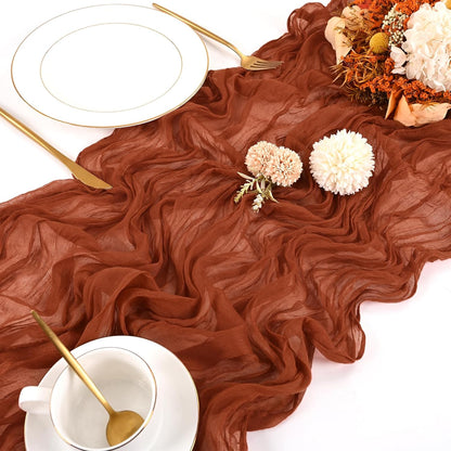 10 Pack Beige Cheesecloth Table Runner 17x108 Inch Boho Gauze Cheese Cloth Table Runners for Wedding Party Baby Shower Birthday Home Decor