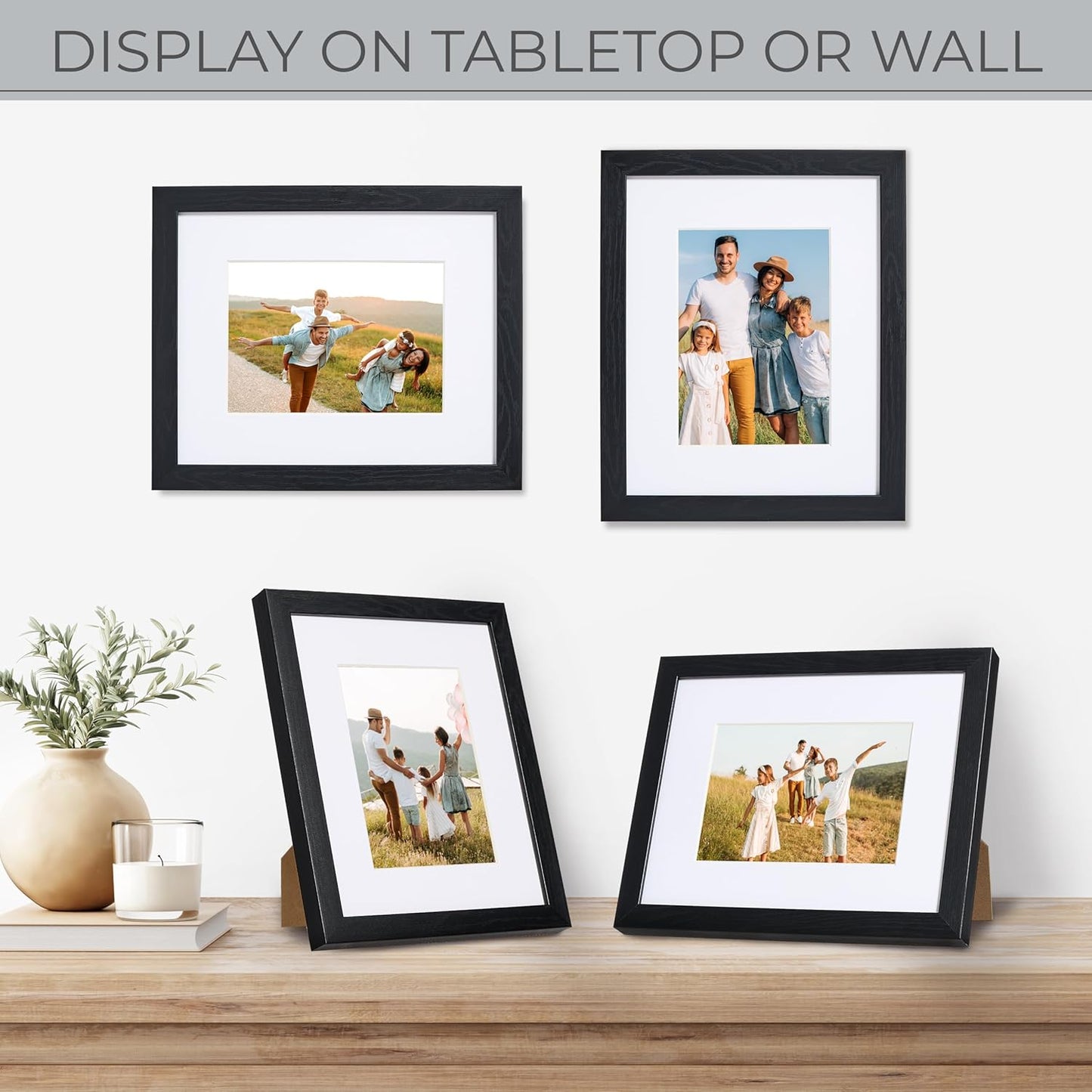 Sheffield Home 9 Piece Gallery Wall Frame Set, 11x14 in. matted to 8x10 in. (Matte Black)