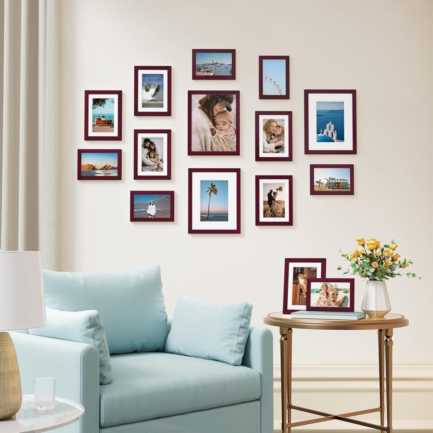 Vittanly 15 Pack Picture Frames Collage Wall Decor for Mounting or Tabletop Display, Gallery Frame Set for Family, Multi Sizes Including 3pcs 8x10, 6pcs 5x7, 6pcs 4x6, Black