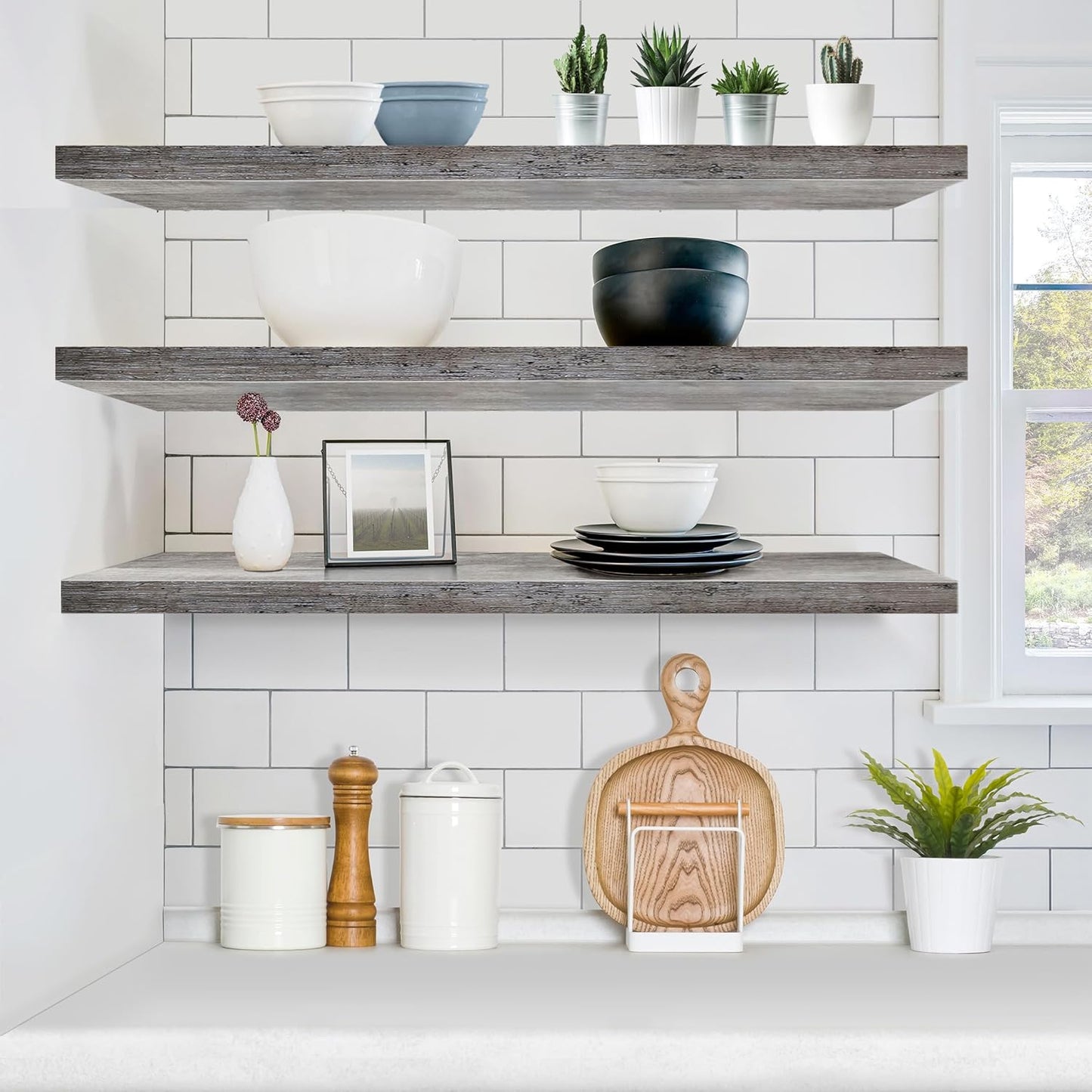 Sorbus Floating Shelves for Wall - 48 Inch Long Bathroom Shelves, Wall Decor for Bedroom, Kitchen, Living Room & Book Storage - Mounted Floating Shelf with Invisible Brackets (Maple Wood, 2 Pack)