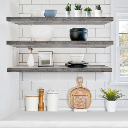 Sorbus Floating Shelves for Wall - 48 Inch Long Bathroom Shelves, Wall Decor for Bedroom, Kitchen, Living Room & Book Storage - Mounted Floating Shelf with Invisible Brackets (Maple Wood, 2 Pack)