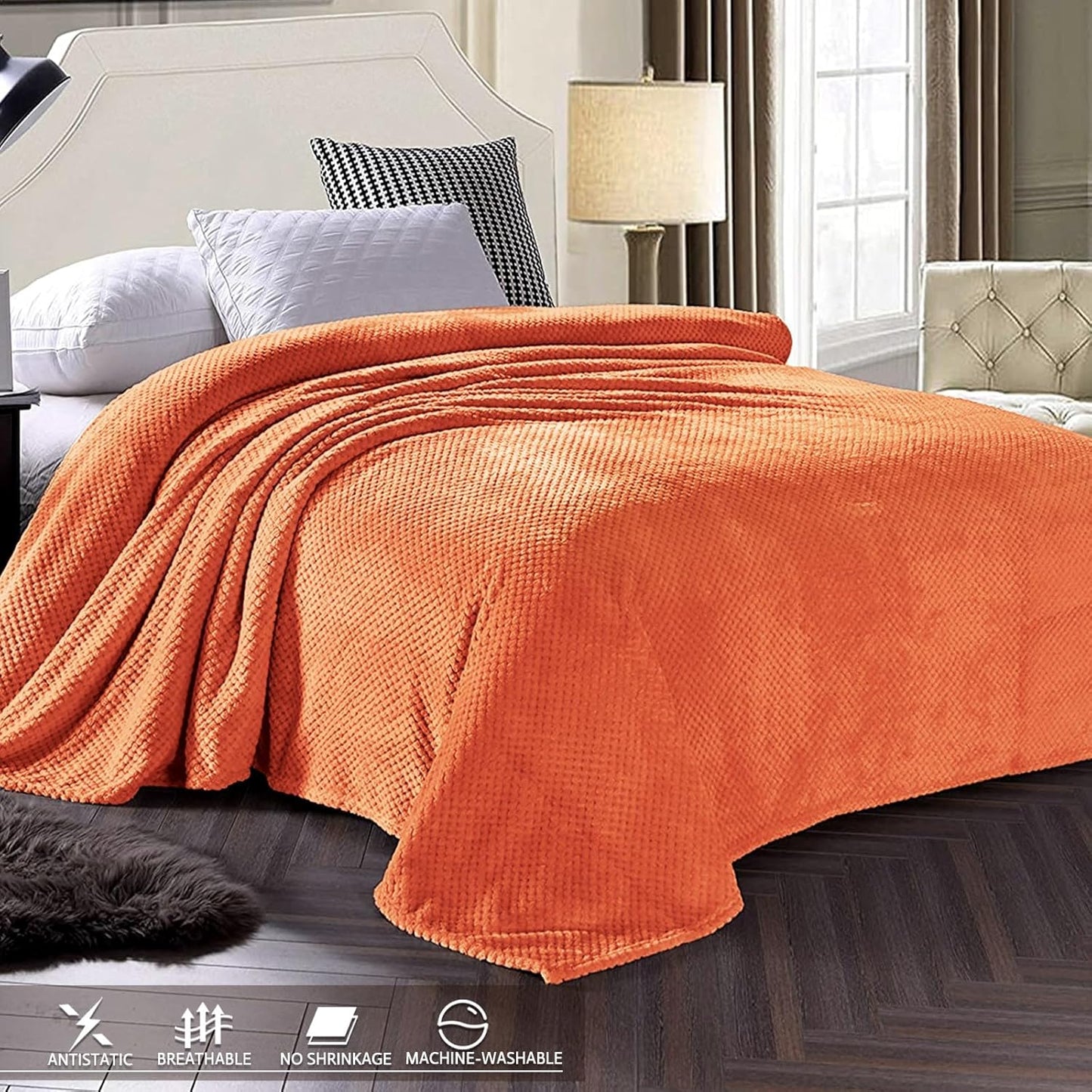 Exclusivo Mezcla Fleece Throw Blanket Extra Large, Super Soft and Warm Blankets for Couch, Sofa and Bed Waffle Textured, Cozy, Fuzzy and Lightweight (Slate Blue, 50x70 Inches)