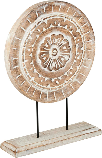 Housewarming Gifts Farmhouse Table Sculpture Home Decor Statue Mandala Carved for Modern Home 10" x 14", Living Room, Fireplace Mantel Shelf, Table and Entryway Decor Stand (Design 1)