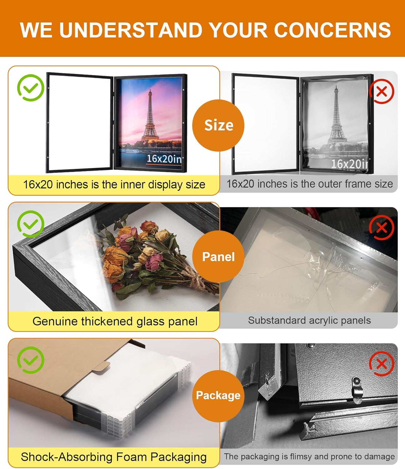 8x10 Deep Shadow Box Picture Frame Display Case with Linen Back and Stand,Real Glass Black Shadow Memory Box Frame 8x10 for Flower Baby Pet Wedding Photo Art Craft Memorial Wall Decor Gift