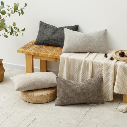 MIULEE Pack of 4 Couch Throw Pillow Covers 18x18 Inch Neutral Soft Decorative Chenille Pillow Covers Farmhouse Boho Cushion Covers for Mid Century Modern Spring Home Decor Sofa Bedroom Living Room