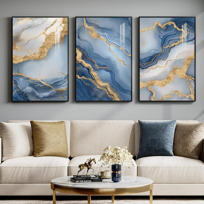Large Framed Abstract Nature Landscape Wall Art for Living Room, Set of 3 Modern Canvas Prints Paintings Artwork for Walls, Green Lake Pictures for Hallway, Dining Room, Office Wall Decor 24x36 Inch