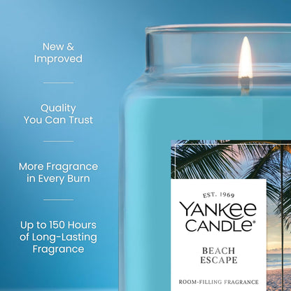 Yankee Candle Ocean Air Scented Candle, 22oz Large Jar with up to 150 Hour Burn Time, Giftable