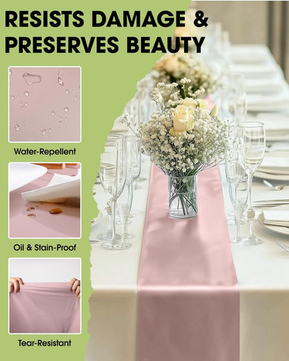 Pureegg Gold Plastic Table Runners - 10 Pack, 14'' x 108'', Water Resistant & Disposable Centerpiece Decorations for Table Cloth, Wedding, Birthday, Holiday, Baby Shower, Party, Home Decor