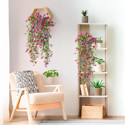 INQCMY Artificial Fake Hanging Flowers Plants for Outdoor Summer Decoration,2 PCS Faux Silk Daisy with Eucalyptus Leaves,UV Resistant Look Real for Outside Home Planter Porch Patio Balcony Yard Decor