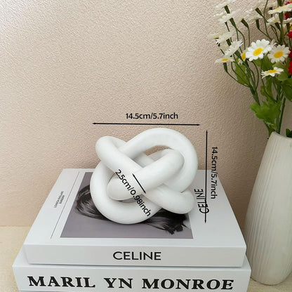 3-Link Wood Chain Link Coffee Table Decor, White Wooden Knot Decor for Coffee Table Farmhouse Decortive for Home Boho Modern Shelf Decortion(White)