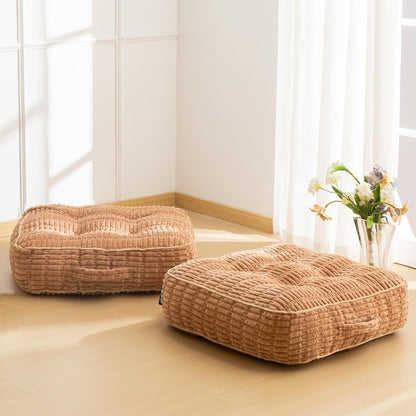 HIGOGOGO Floor Pillow Cushion for Adults, Meditation Cushion Pillow, Blended Corduroy Cover, Large Square Floor Sitting for Tatami Living Room or Yoga, 22x22 Inch, Beige