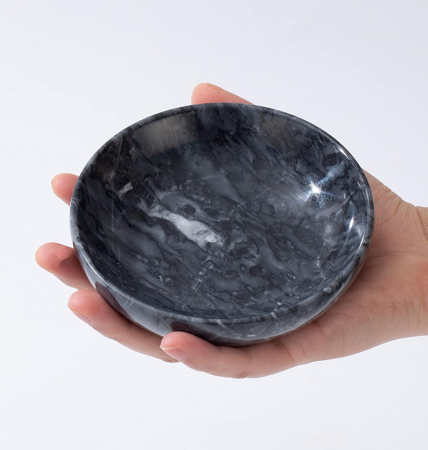 4.72 Inch Small Decorative Bowls, Natural Marble Decorative Bowls for Home Decor, Key Bowl, Coffee Tables Centerpiece, Soap Serving Bowl, Incense Burner, Smudge Bowl