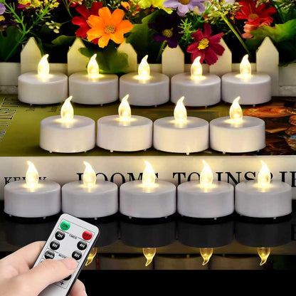 Battery Operated LED Tea Lights: 24PACK Flameless Votive Candles Lamp Realistic and Bright Flickering Holiday Gift Long Lasting 200Hours for Seasonal & Festival Celebration Warm White