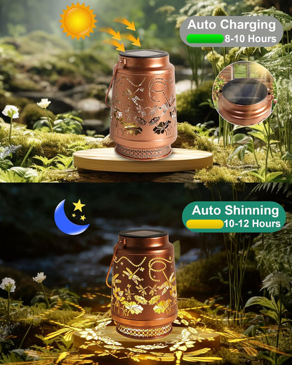 Solar Lanterns Outdoor Waterproof Hummingbird Elegant Garden Decor Birthday Gifts for Women Mom Grandma Sister Metal Hanging Solar Lights Outside Gardening Decorations for Backyard, Patio, Lawn, Porch