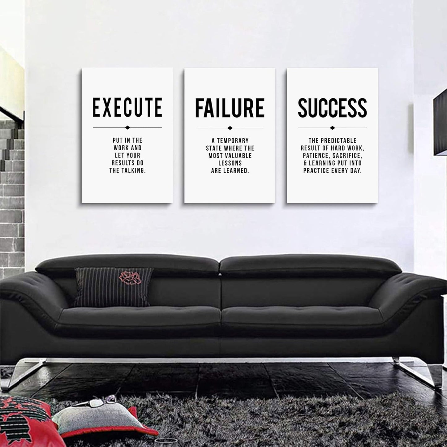 Inspirational Canvas Painting Wall Art -EPHANY ART,Mindset Quotes Prints, Success Framed Entrepreneur Poster Positive Quotes Wall Poster for Home Office Workplace (M-3pcs,12x16inchx3pcs)