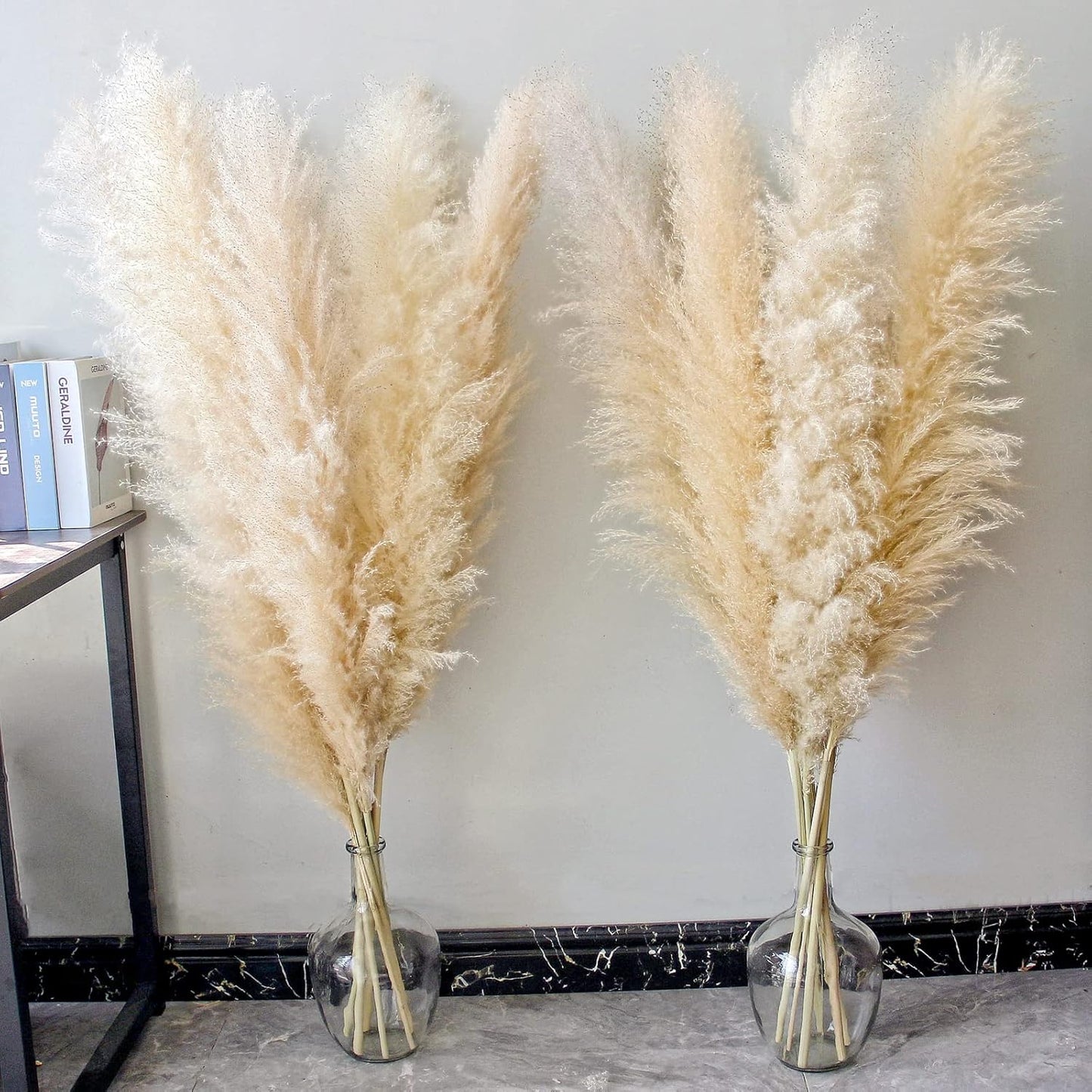 46" inch 10 Stems Natural Pampas Grass Decor Tall, Pompas Grass, Tall Pampas Grass for Weddingm, Farmhouse, Boho Home Decor (Beige)